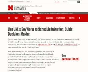 Soywater: - Launched on May1, 2010 - Irrigation management tool -
