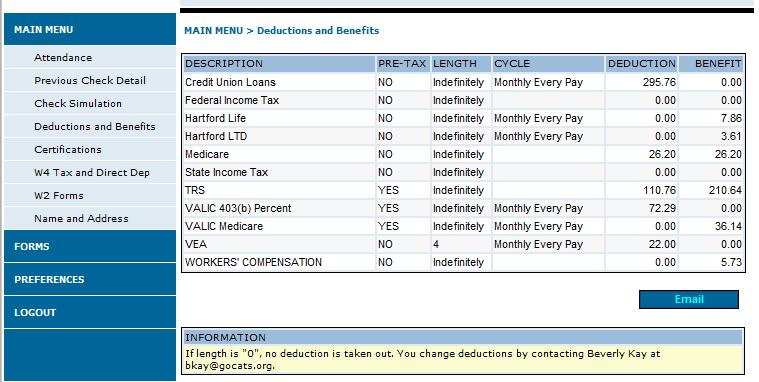 Deductions & Benefits Use the deductions and benefits screen to view