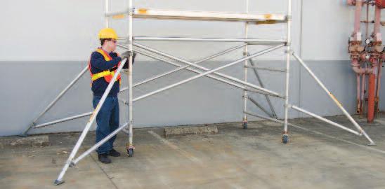 Before climbing any scaffold, always lock all four (4) caster brakes. Never roll the scaffold when anyone is on it.