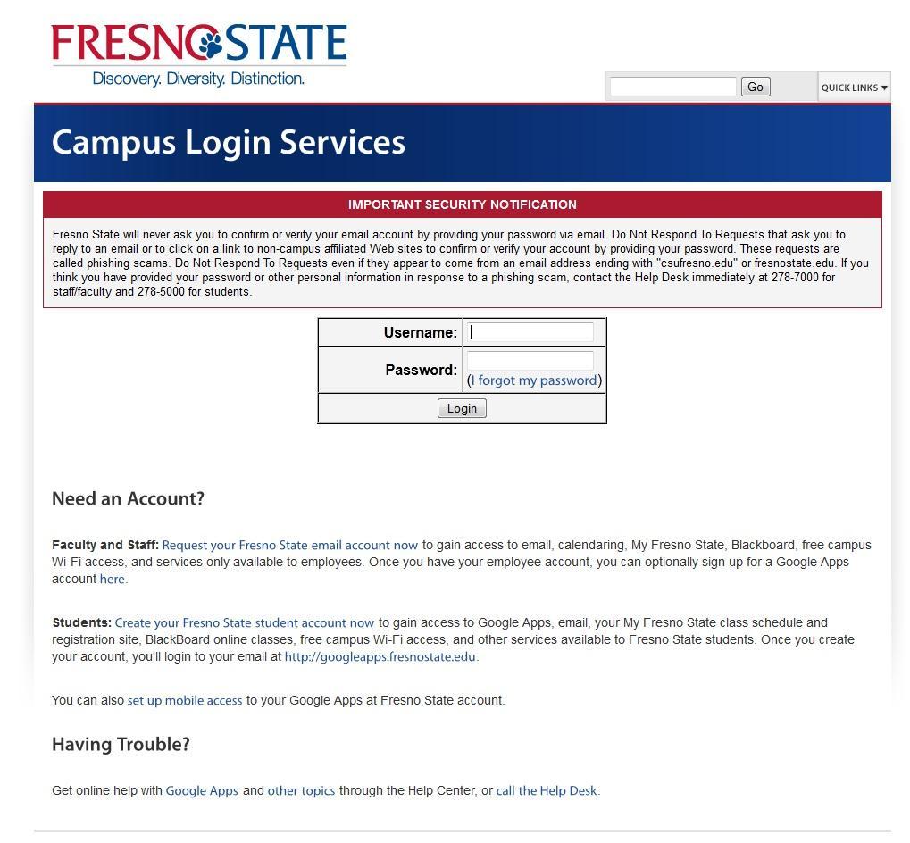 The Oracle PeopleSoft Enterprise Sign In page displays. 3. Enter your Fresno State ID and Password.