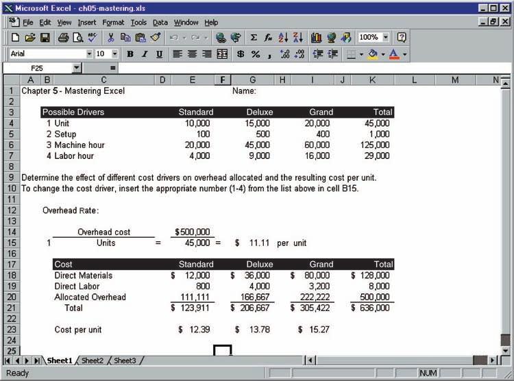 250 Chapter 5 ATC 5-7 Spreadsheet Assignment Mastering Excel Beasley Company makes three types of exercise