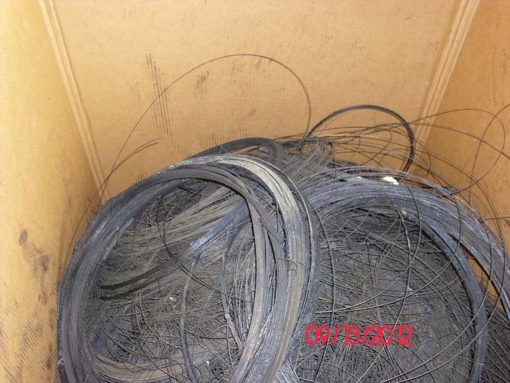 Description: One of the boxes of tire residue after processed through tire pyrolysis unit