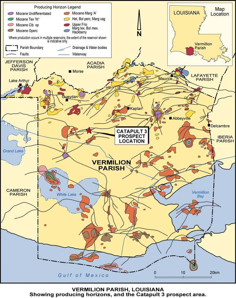 Louisiana Drilling Exploration Gas and oil/condensate Louisiana Company-Maker Catapult Prospect Catapult Prospect Operator: Legend Petroleum Target s s Working