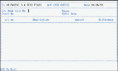 VOID CHECKS (AP/MAR/VC) The Void Checks program is used to record a voided check. A list of voided checks can be printed through Check Reconciliation Listing (AP/MAR/CRL).