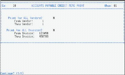ACCOUNTS PAYABLE INVOICE PRINT (AP/PIP) Use this program to print debit memos to be mailed to your vendors.