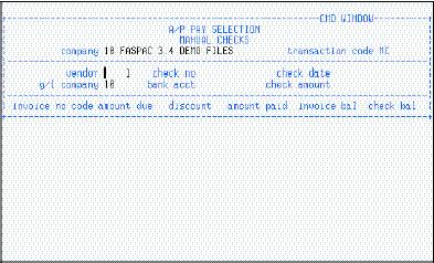MANUAL CHECKS (AP/CHK/PS/MAC) The Manual Checks payment selection program is used to flag transactions as having been paid by a manual (handwritten) check.