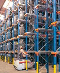 Pallet Live Storage allows pallets to flow down inclined rollers, combining great storage density with the advantage of FIFO (first-in / first-out) stock rotation.
