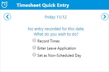 3.11.2 Recording your Hours for a Previous Day ConnX Timesheets uses the work schedule to calculate when an employee should be working.