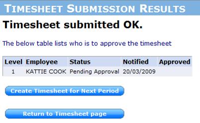3. Select Submit Timesheet for Approval.