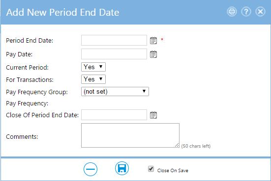 are shown in the grid. Select the Future Periods Only checkbox to show only future dates. 3. Select Add at the top of the screen to add a new period end date. 4.