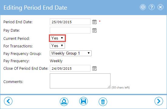 3. Change the Current Period drop-down list to Yes. 4. Select Save.