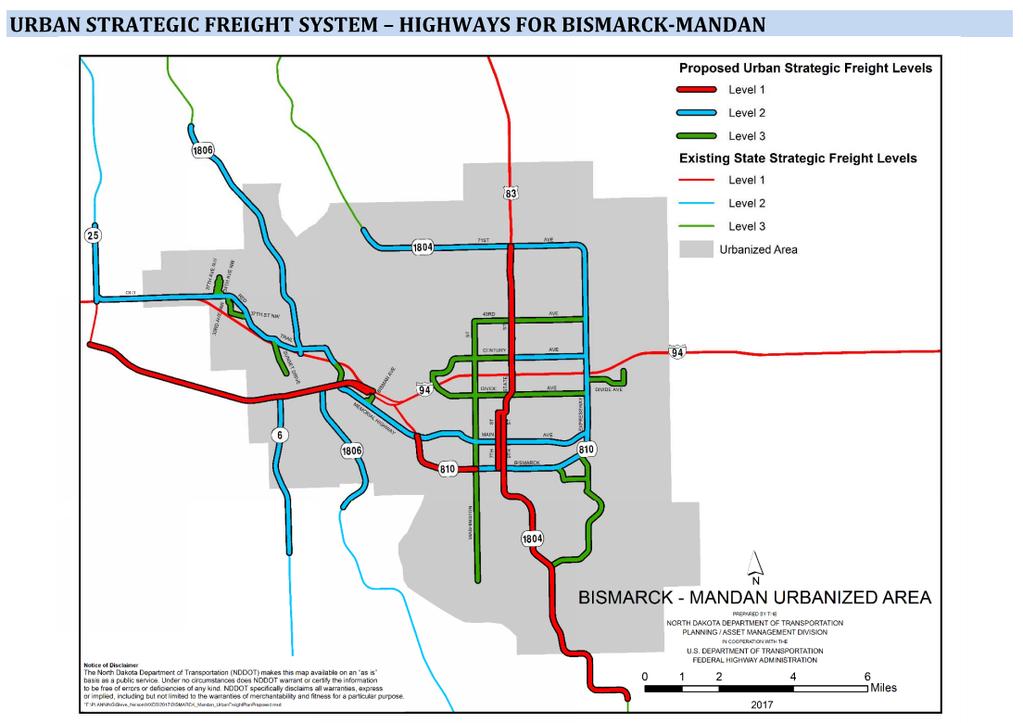 Figure 5 Urban Strategic Freight System Highways, Bismarck-Mandan MPO Source: