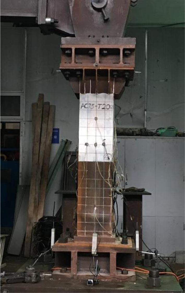 230 Yuanqi Li et al. International Journal of High-Rise Buildings Figure 10. Set-up of Axial Compression Specimen. Figure 11. Failure Modes of T-shaped Stiffeners under Axial Compression Load.