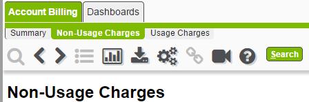 Non-Usage Charges subtab displays the detail for billed services and equipment.