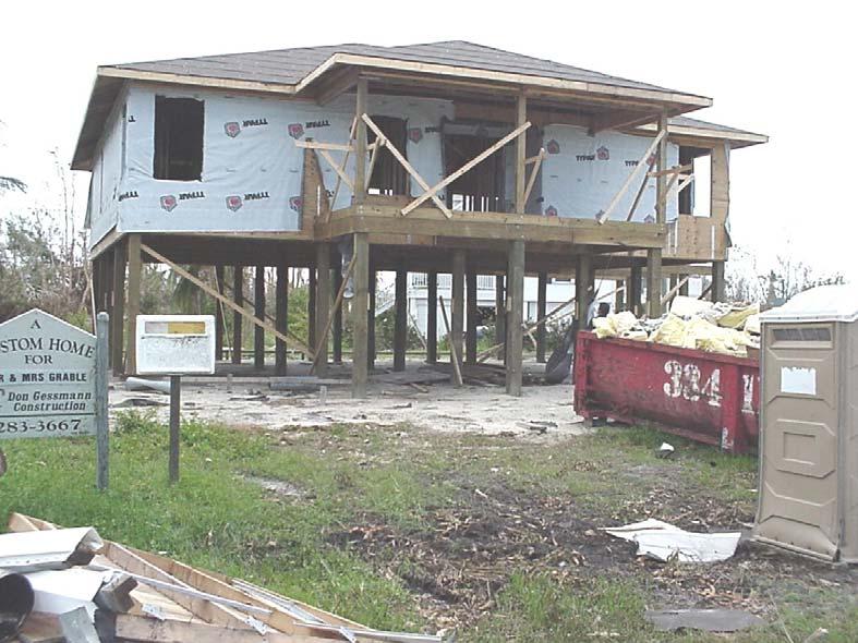 Wood frame residence Hurricane Charley Bokeelia, FL Properly designed and constructed using WFCM This wood-frame building in Bokeelia under