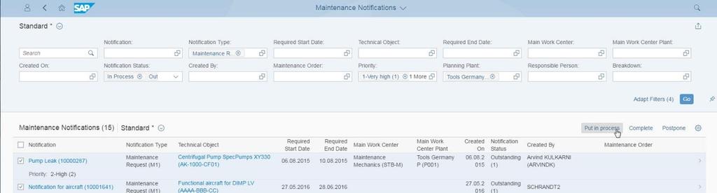 S/4HANA 1610 Role Maintenance Planner Object Pages: Notification