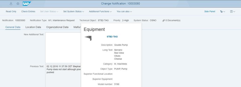 S/4HANA 1610 Role Maintenance Planner Notification create / change / display Maintenance of