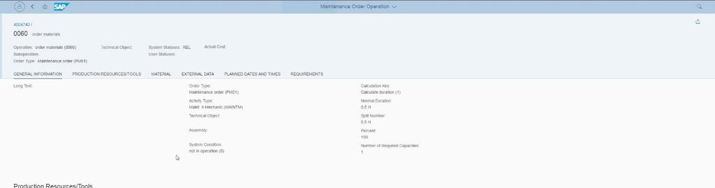 S/4HANA 1610 Role Maintenance Planner Object Pages: Order Operation Result List with extensive search and filtering