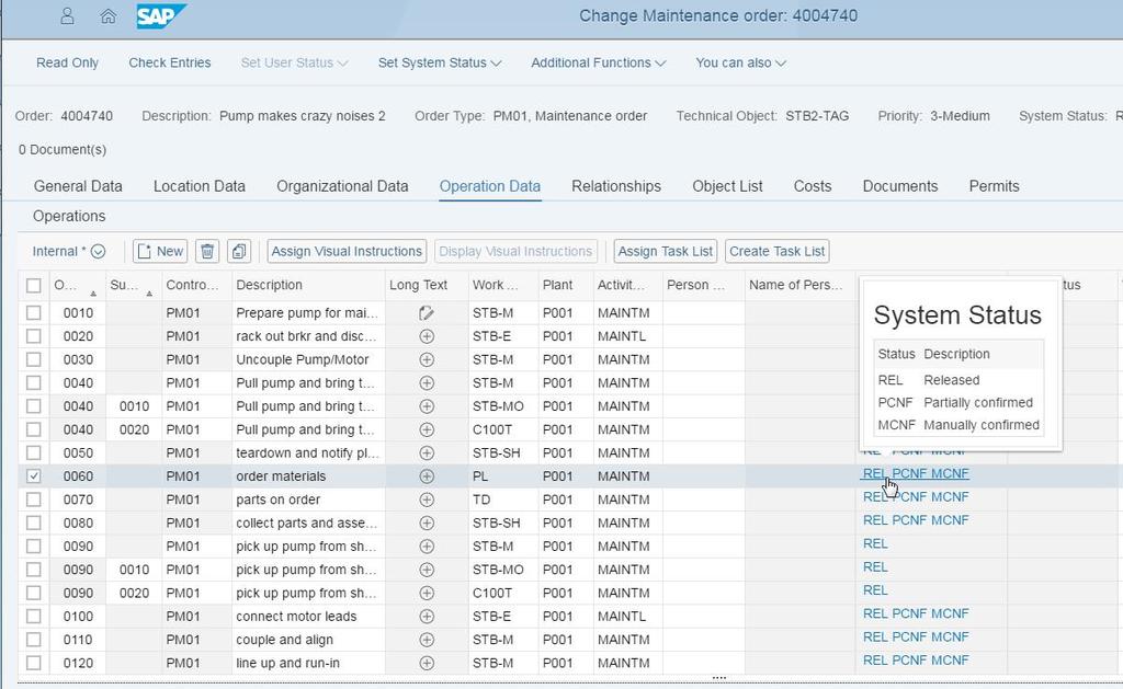 S/4HANA 1610 Role Maintenance Planner Order create / change / display Maintenance of Order
