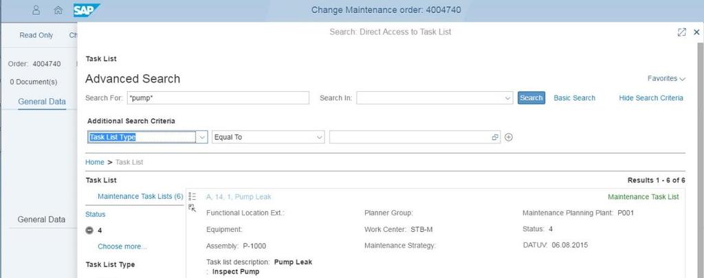 S/4HANA 1610 Role Maintenance Planner Order create / change / display Maintenance