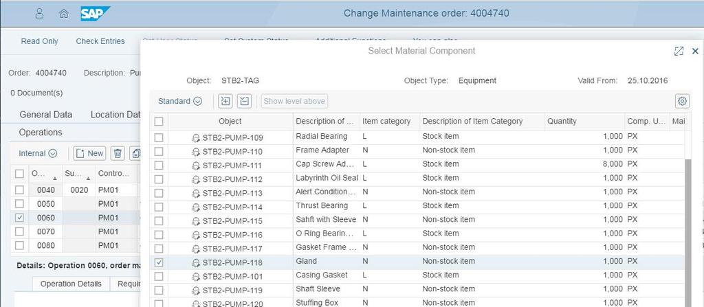 S/4HANA 1610 Role Maintenance Planner Order create / change / display Maintenance of Order details