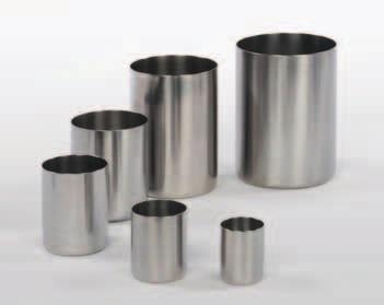 Single and double wall dispersion containers Stainless steel single wall dispersion containers Container volume Inside Ø x height 125 ml 5 x 7 cm 250 ml 6.5 x 8.
