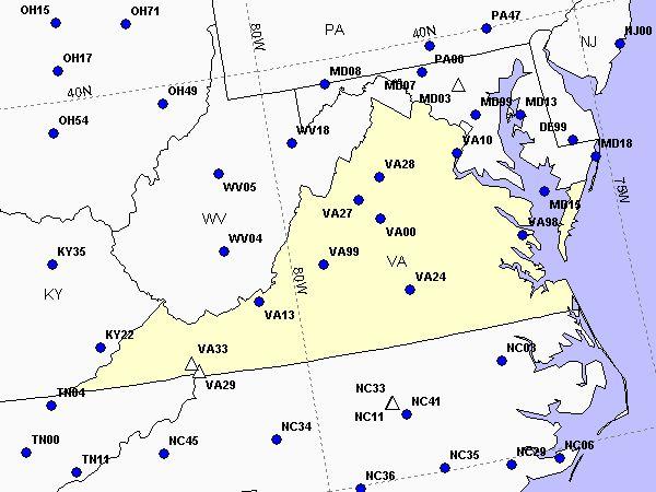 Recent Precipitation Patterns in Virginia selected sites National Atmospheric Deposition Program