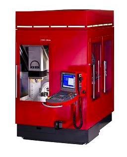 rotation 360 endless, 200 rpm; pivot axis 200 HSK40 tool magazine with 184 positions with Erowa Robot Compact 75-fold work piece changer, KERN Micro 5-axes CNC