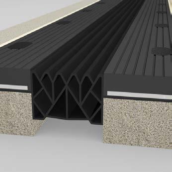 Each anchor block is provided with molded surface grooves which allow for proper water drainage The Wabo ElastoFlex bridge series joint system features a continuous gland of fabric reinforced EPDM