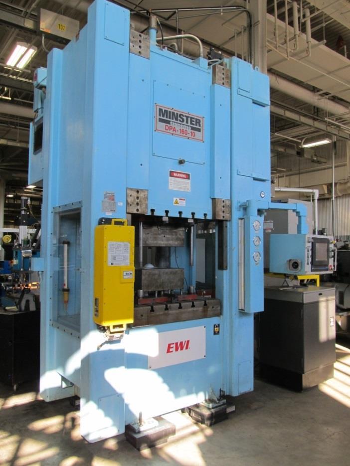 Forming Equipment Capabilities at EWI-FC Type Slide Force Cushion Force Eject Force Slide Speed Slide Stroke Platen Size Test tooling Minster Tranemo DPA-160-10 160 metric tons (176.