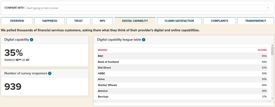 What does the Digital Capability page tell me? This page shows your brand s Digital Capability score, and where your brand ranks for Digital Capability.