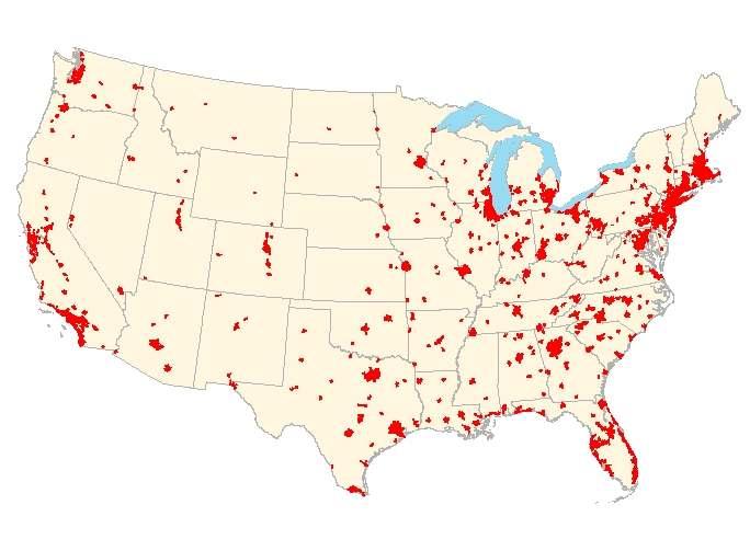 Urbanized Areas in the U.S.