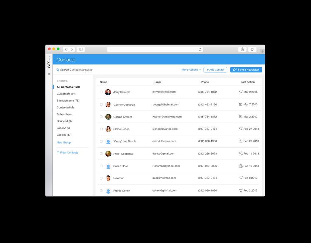 Contacts Actively manage data and communication with existing and prospective