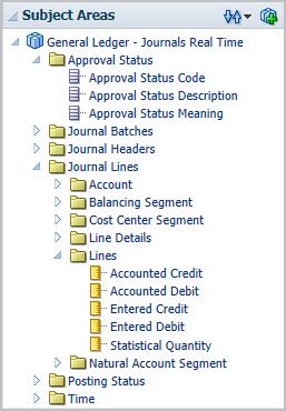 Chapter 5 Financial Reporting and Analysis Some folders appear in more than one subject area, such as Time. These are referred to as common folders or common dimensions.