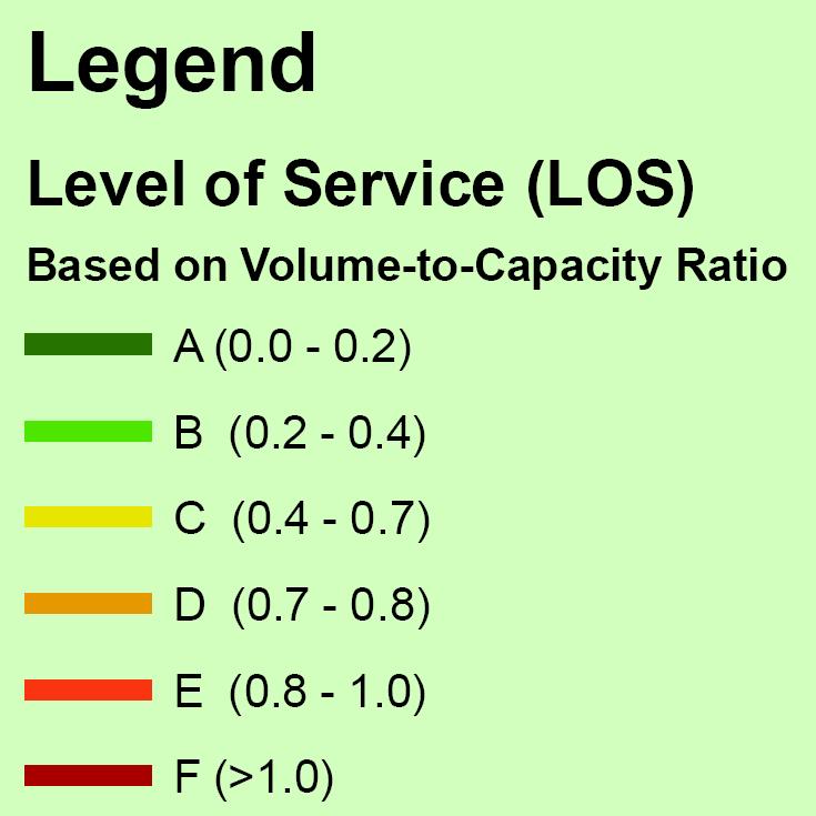 Level of Service (LOS) Volume-to-Capacity Ratio Used to determine when upgrades are warranted A, B, C: Below Capacity D: Near