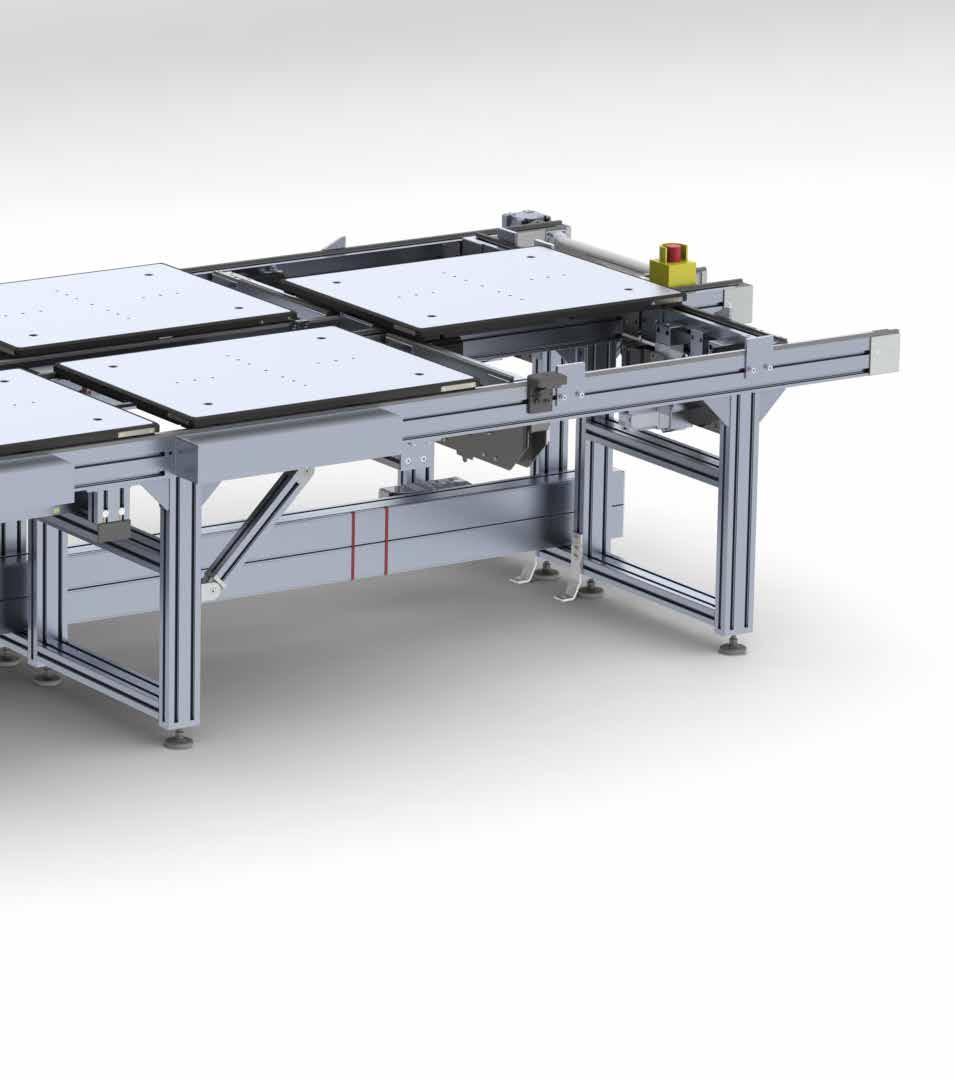 This new system increases available production time thanks to reduced pallet exchange time in the dual conveyor speed sections.