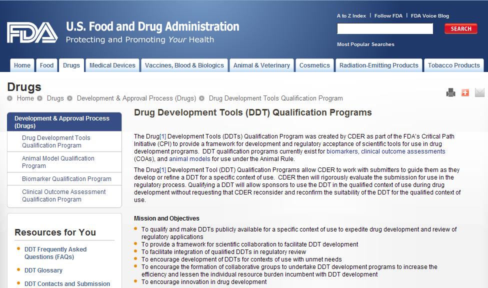 DDT Qualification at CDER, FDA http://www.fda.