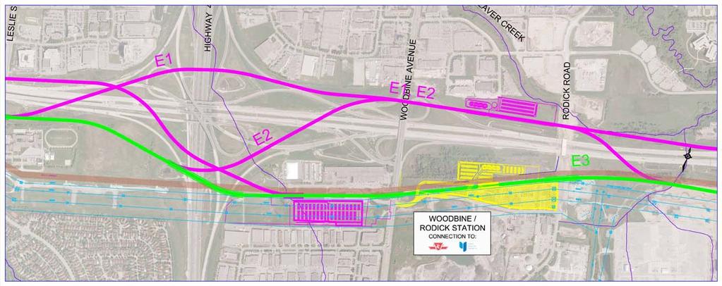 remediation of encroachment on a potentially contaminated site Has the lowest capital cost due to a shorter and simpler grade separation at Highway 404 and Woodbine Avenue The West Woodbine Avenue