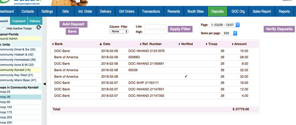 1. Within Deposits tab, check for and enter any missing deposits via Add Deposit 2. Lots of DOC sales? Change default setting to show more items per page 3.