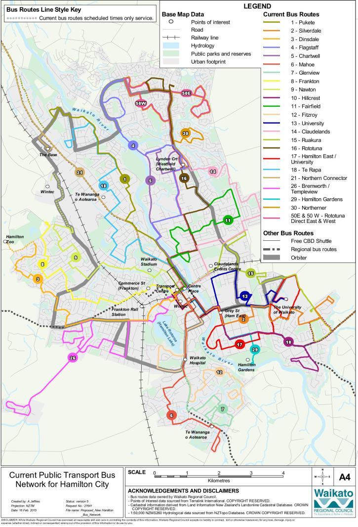Map : Hamilton urban bus services Chapter