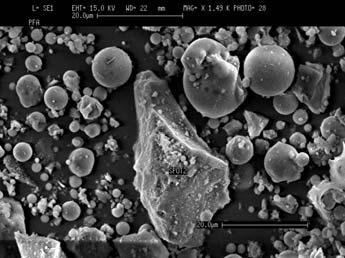 Percentage finer (%) 100 90 80 70 60 50 40 30 20 10 0 0.1 1 10 100 Particle size (um) Fig. 1. Particle size distribution characteristics for PFA sample Scanning Electron Microscope (SEM) Cambridge Stereoscan 200 was used to study the morphology of the fly ash particles.
