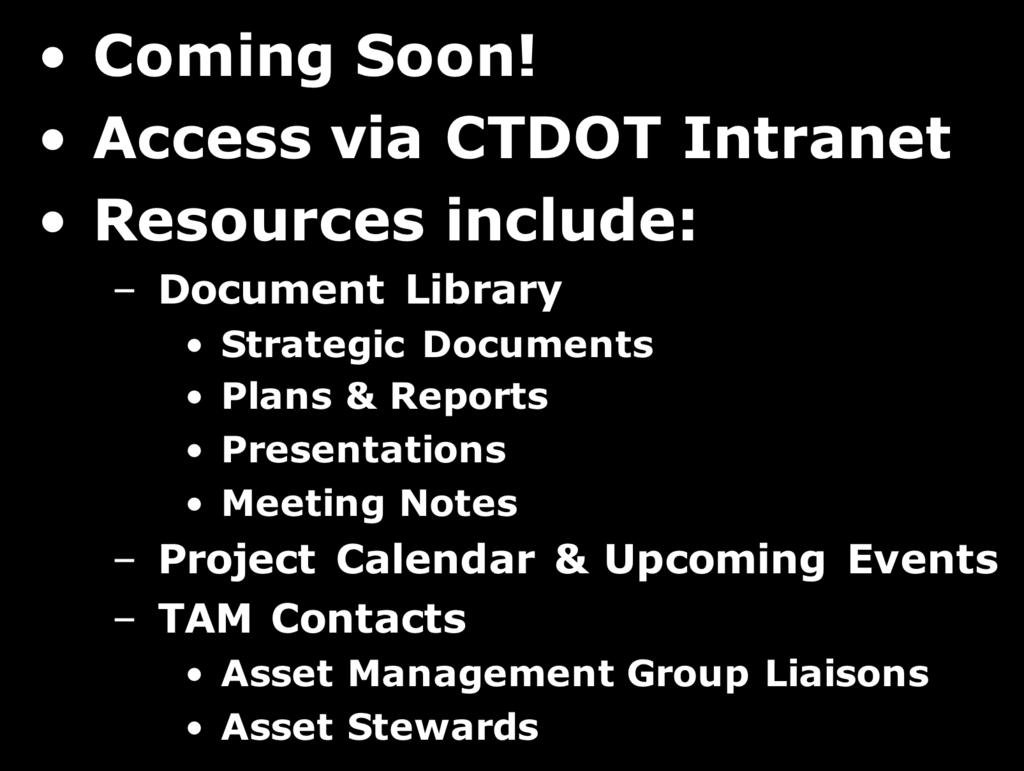 CTDOT TAMP Website Coming Soon!