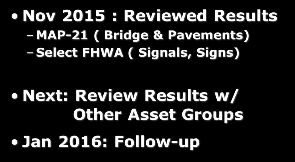 Pavements) Select FHWA ( Signals, Signs) Next:
