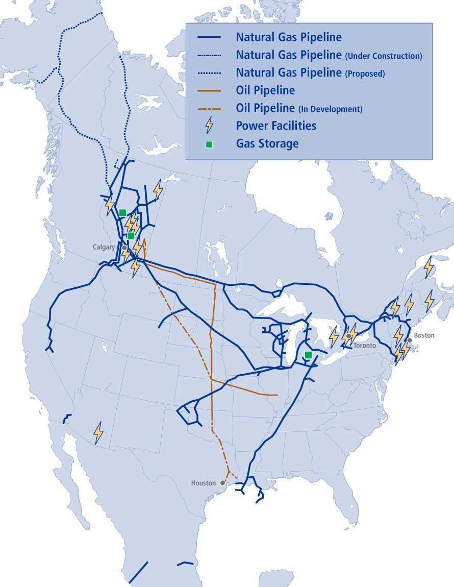 TransCanada One of North America s Largest Natural Gas Pipeline Networks 57,000 km (35,500 mi) wholly-owned 11,500 km (7,000 mi) partially-owned Average volume of 14 Bcf/d North America s 3rd Largest