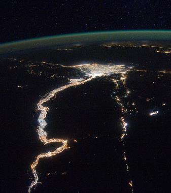 Mediterranean Sea. The drainage basin of the Nile covers about 10% of the area of Africa.