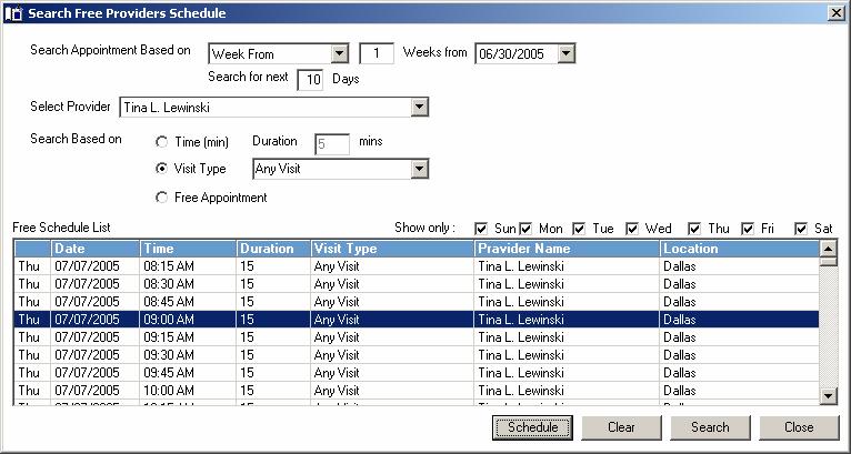 3. In Search Appointment Based On choose Particular Day and then either type in a date or click on the down arrow to activate the Date Control floating calendar.