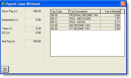 Figure 3: Payroll Taxes Withheld Screen All of the fields are display-only.
