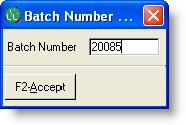 Figure 7: Batch Number Entry Screen 8.
