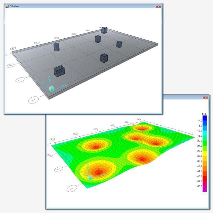 Structural Components Foundations, Basemats, and Footings SAFE is ideal for modeling foundations, basemats, and footings. Easily model soil supports and zero tension soil models with uplift analysis.