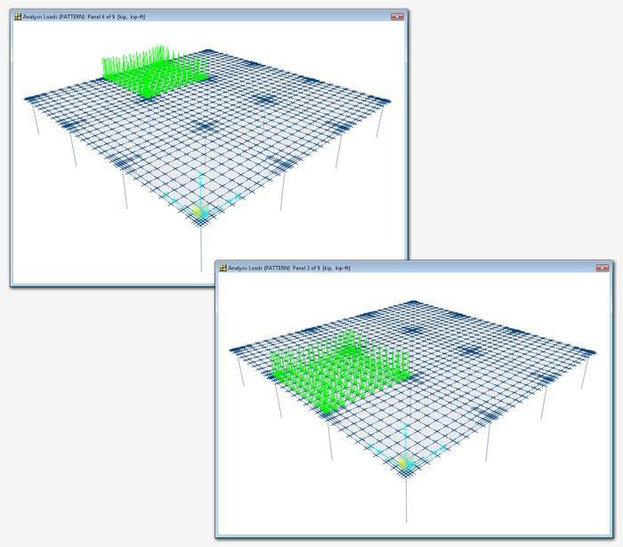 Auto Pattern Live Loads Auto pattern live loads are automatically generated patterns based on the grids defined by design strips.